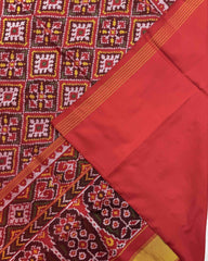 Red Panchanda Semi Double Ikat Patola Saree - SindhoiPatolaArt