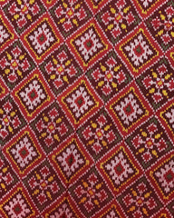Red Panchanda Semi Double Ikat Patola Saree - SindhoiPatolaArt