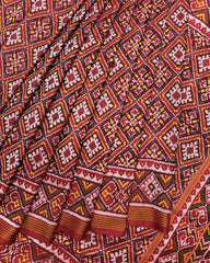 Red Panchanda Semi Double Ikat Patola Saree - SindhoiPatolaArt