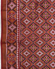 Red Panchanda Semi Double Ikat Patola Saree - SindhoiPatolaArt