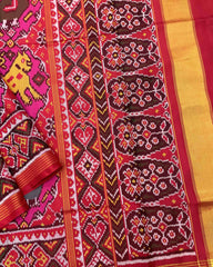 Red & Pink Big Figure Chhabdi Narikunj Patola Saree - SindhoiPatolaArt