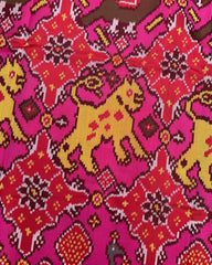 Red & Pink Big Figure Chhabdi Narikunj Patola Saree - SindhoiPatolaArt