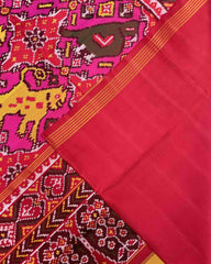 Red & Pink Big Figure Chhabdi Narikunj Patola Saree - SindhoiPatolaArt