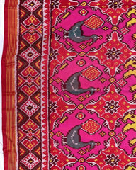 Red & Pink Big Figure Chhabdi Narikunj Patola Saree - SindhoiPatolaArt