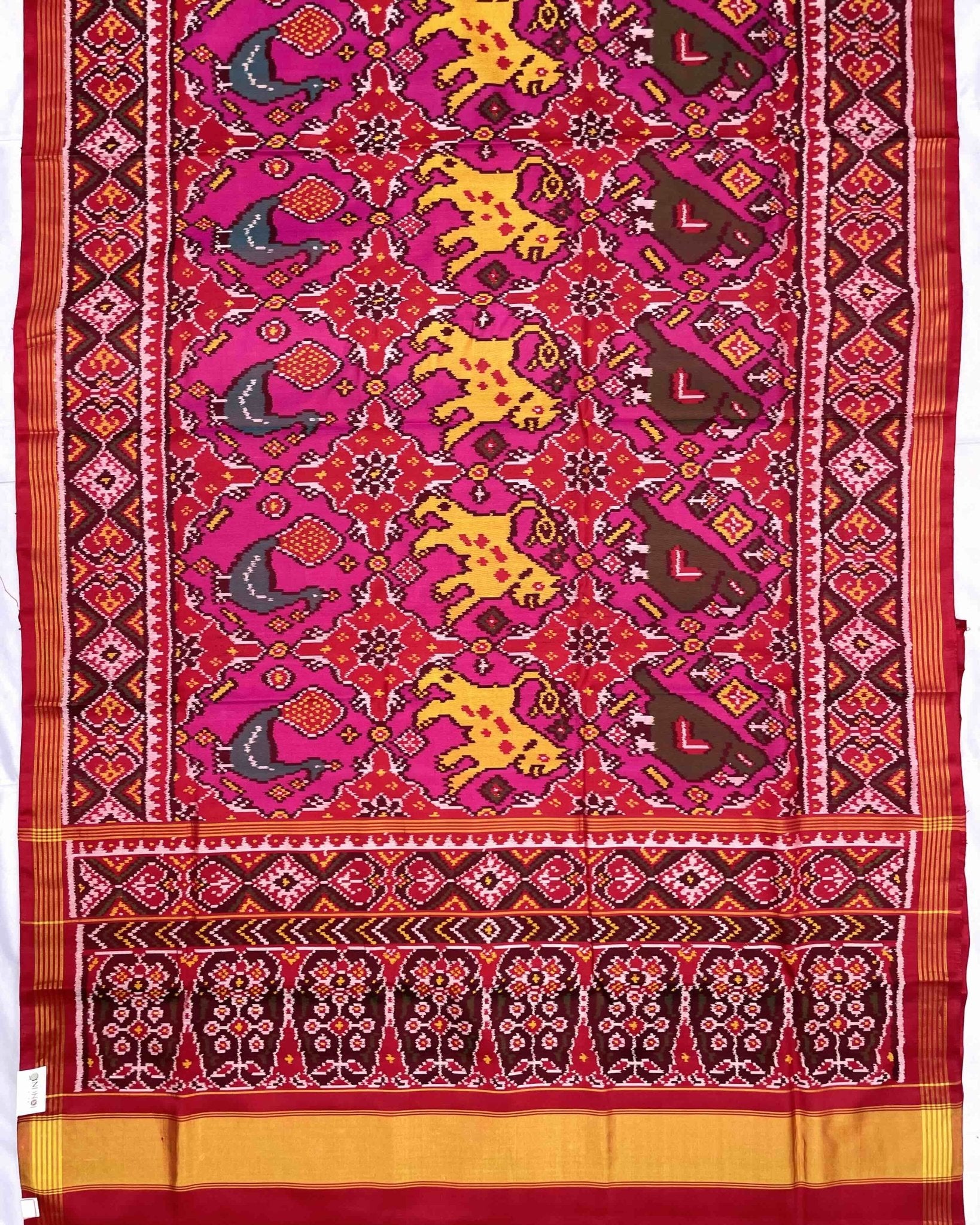 Red & Pink Big Figure Chhabdi Narikunj Patola Saree - SindhoiPatolaArt