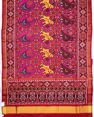 Red & Pink Big Figure Chhabdi Narikunj Patola Saree - SindhoiPatolaArt