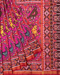 Red & Pink Big Figure Chhabdi Narikunj Patola Saree - SindhoiPatolaArt