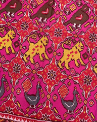 Red & Pink Big Figure Chhabdi Narikunj Patola Saree - SindhoiPatolaArt