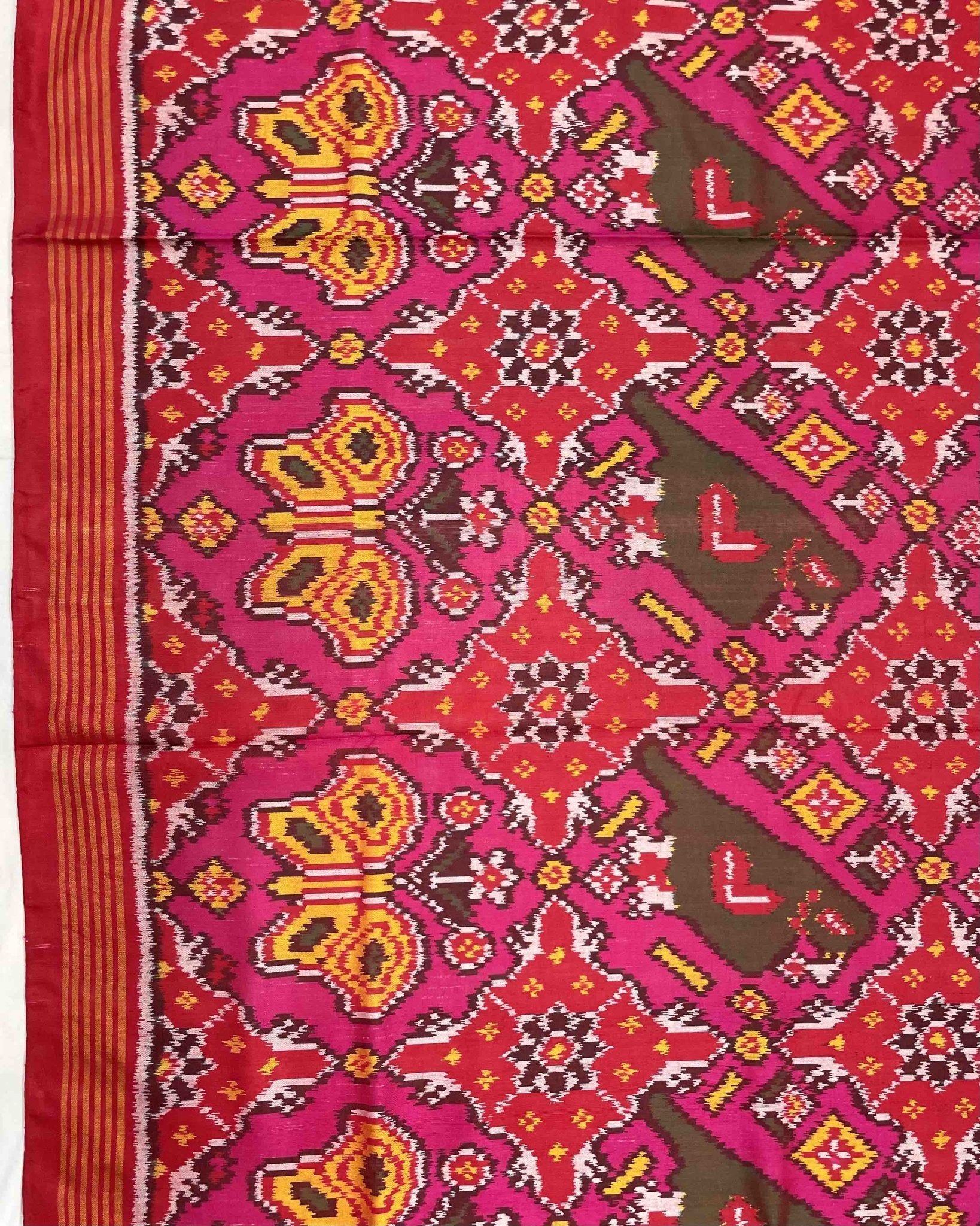 Red & Pink Big Figure Narikunj Designer Patola Saree - SindhoiPatolaArt