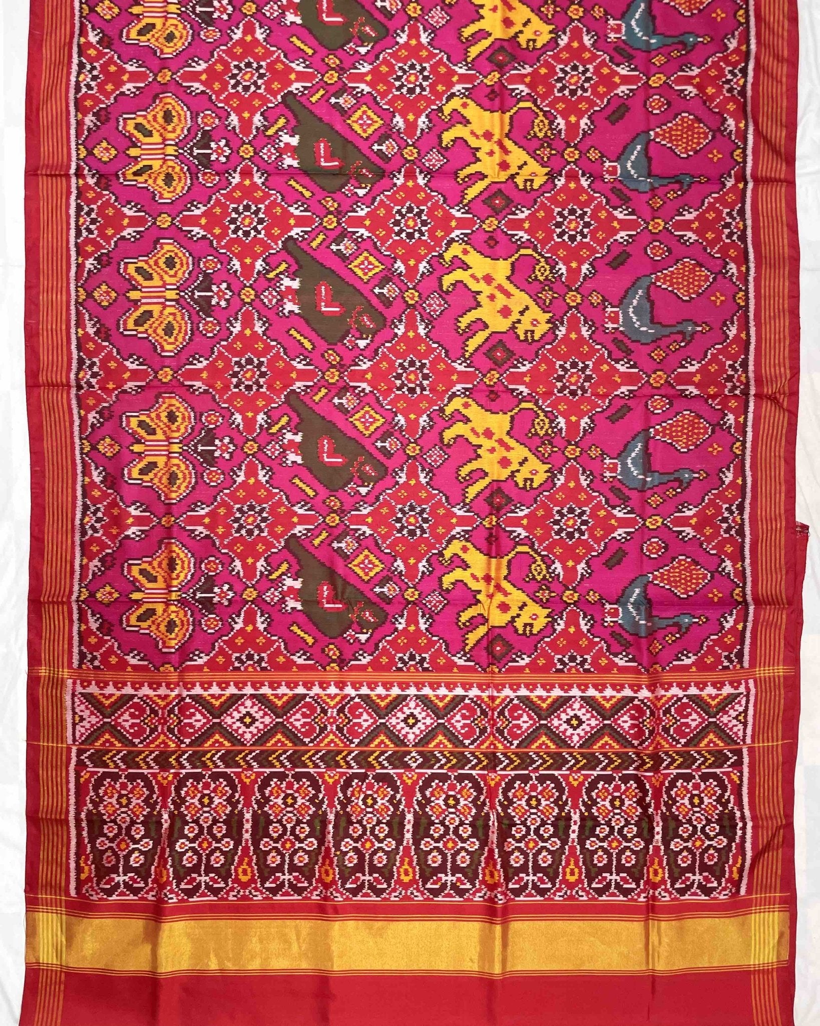 Red & Pink Big Figure Narikunj Designer Patola Saree - SindhoiPatolaArt
