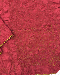 Red & Pink Chiniya Bandhani Saree - SindhoiPatolaArt