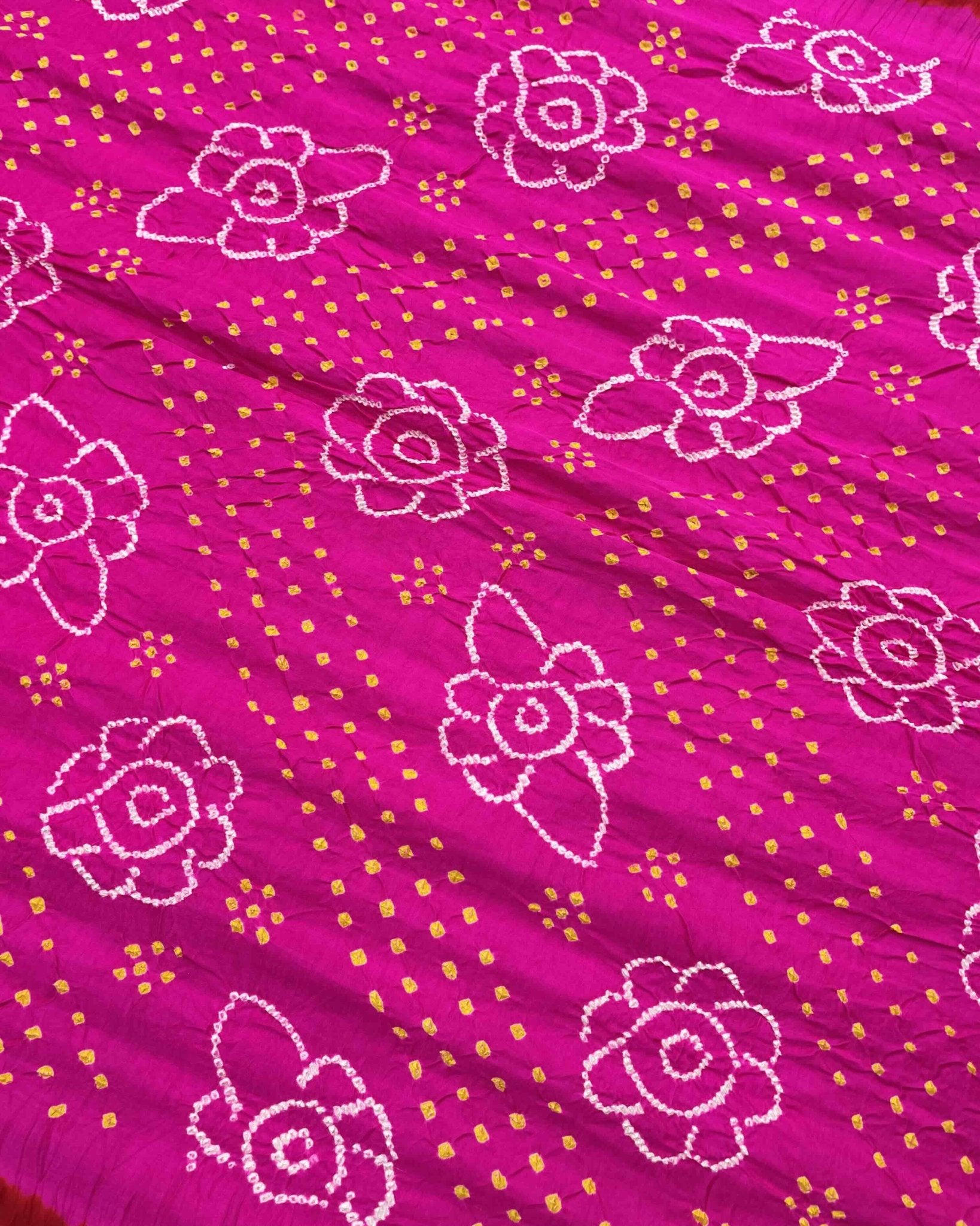 Red & Pink Gajji Bandhani Dupatta - SindhoiPatolaArt