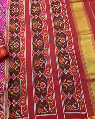 Red & Pink Manekchowk Designer Patola Saree - SindhoiPatolaArt