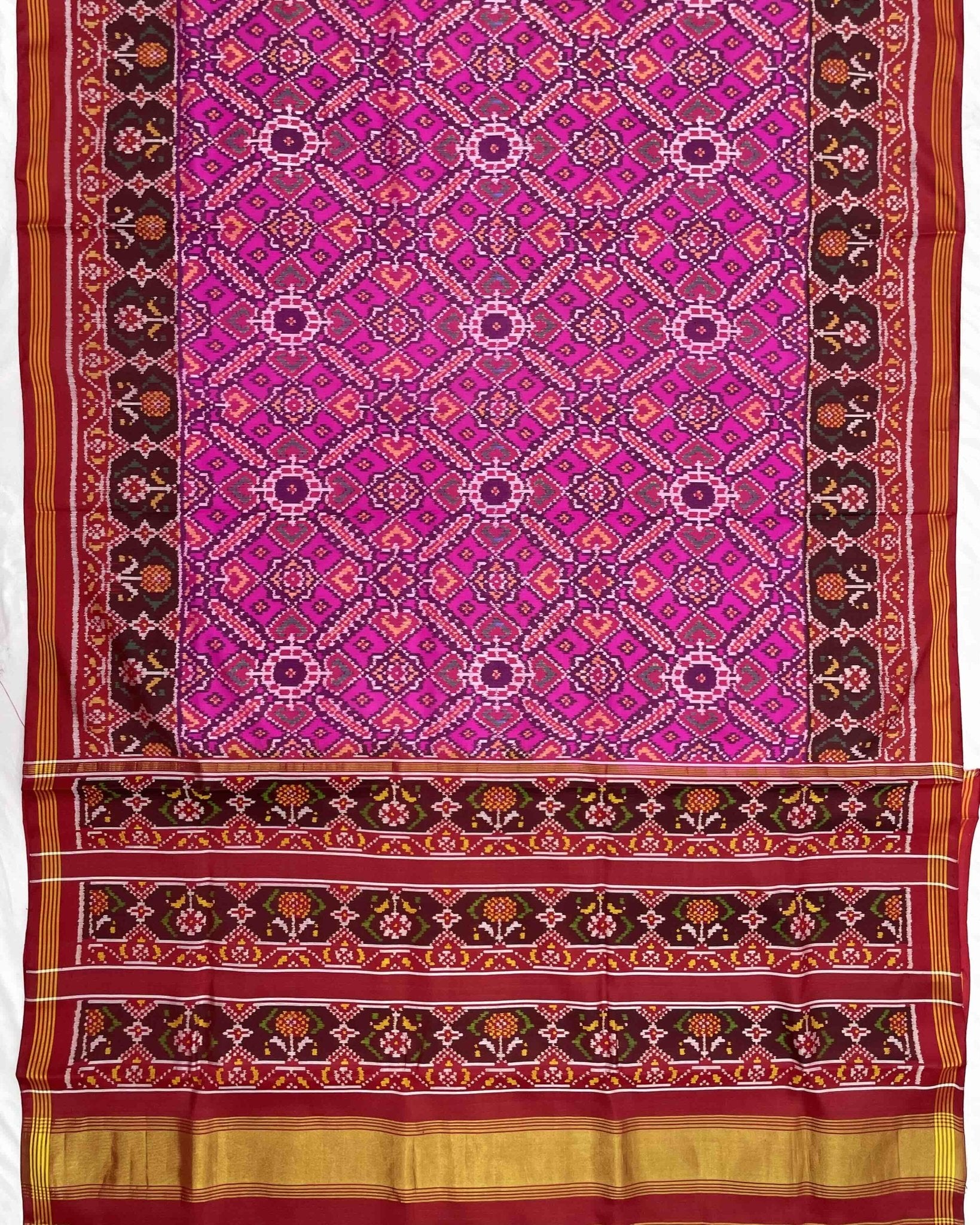 Red & Pink Manekchowk Designer Patola Saree - SindhoiPatolaArt