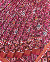 Red & Pink Manekchowk Patola Saree - SindhoiPatolaArt