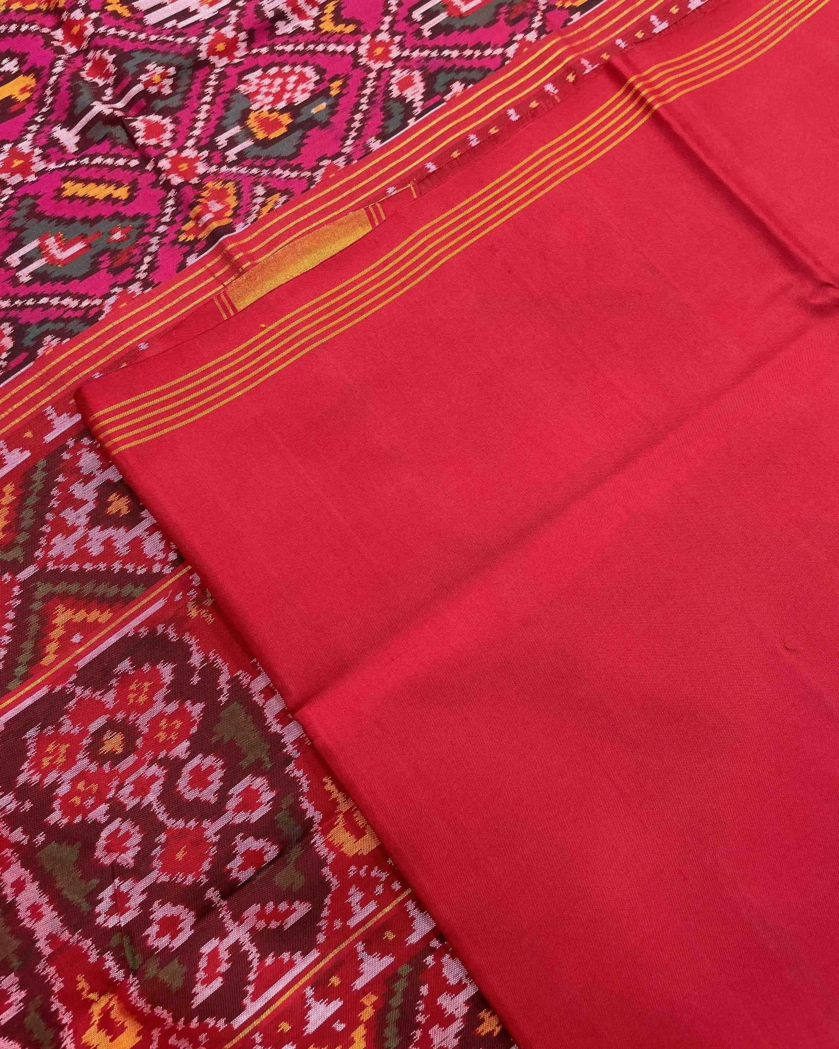 Red & Pink Narikunj Designer Patola Saree - SindhoiPatolaArt