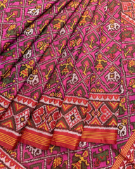 Red & Pink Narikunj Designer Patola Saree - SindhoiPatolaArt
