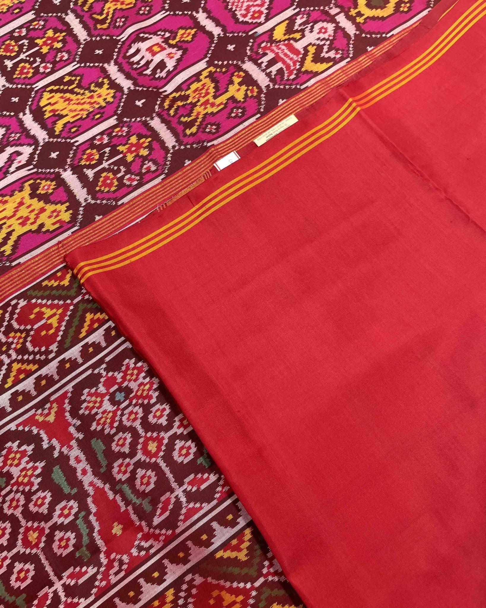 Red & Pink Narikunj Designer Patola Saree - SindhoiPatolaArt