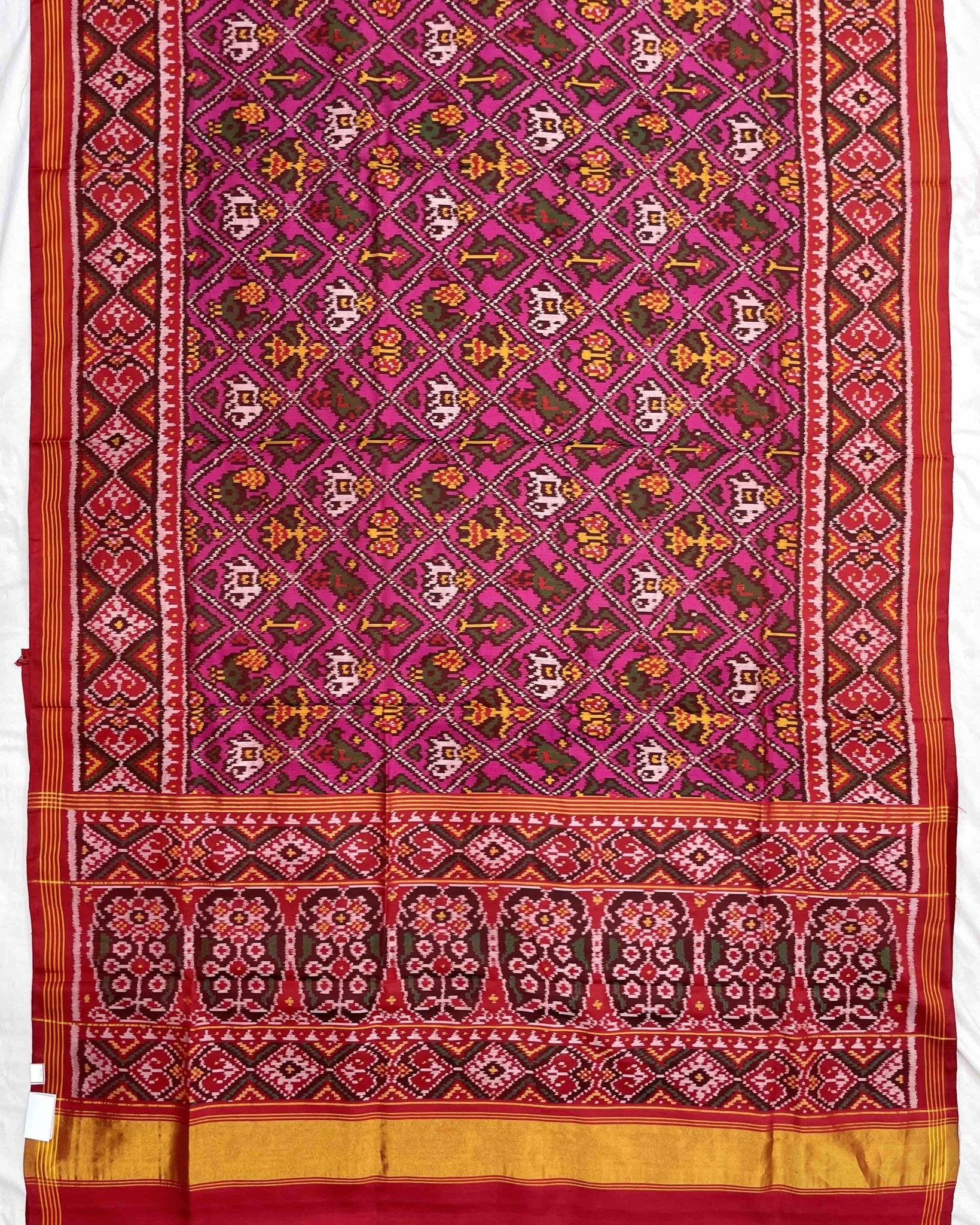 Red & Pink Narikunj Designer Patola Saree - SindhoiPatolaArt