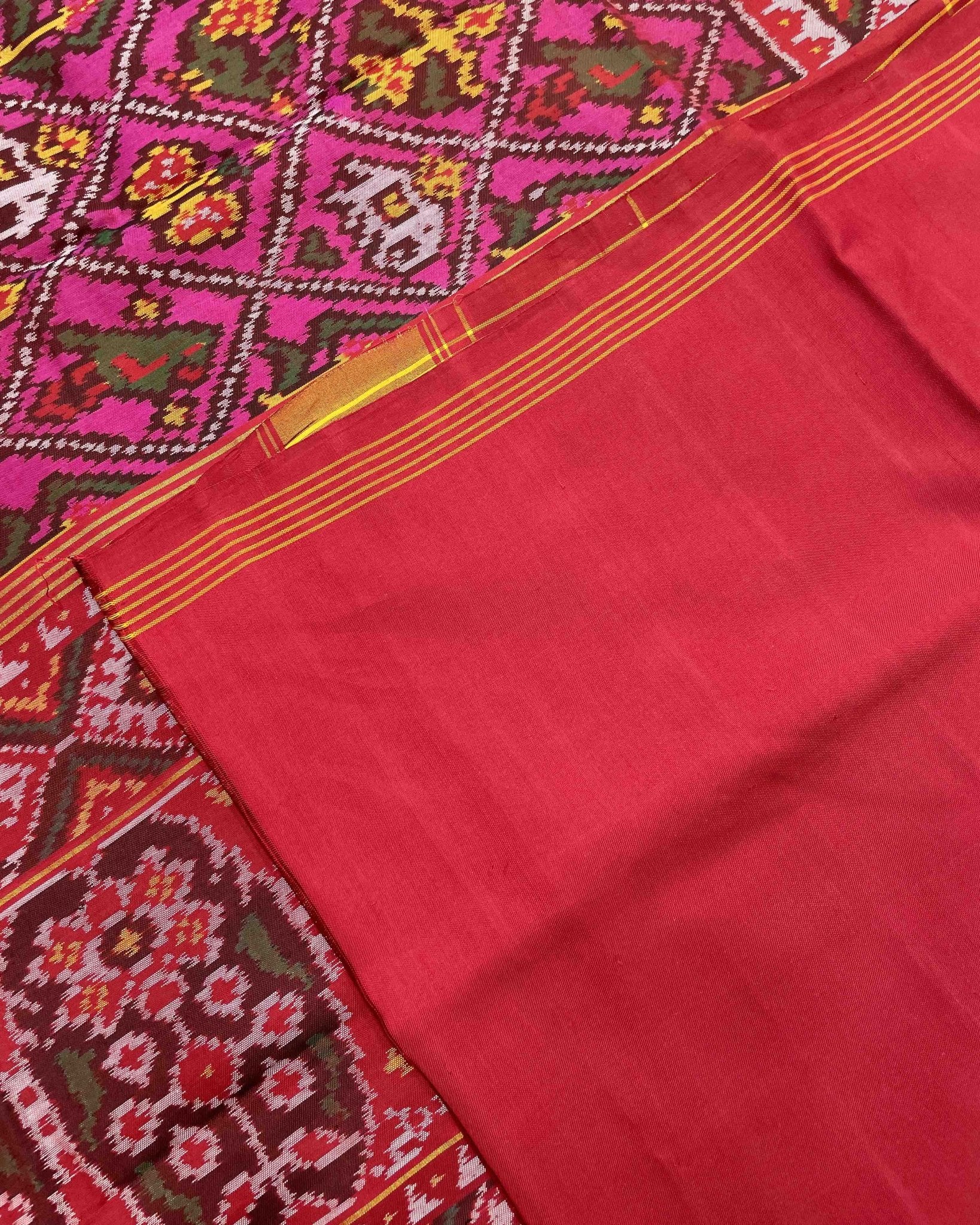 Red & Pink Narikunj Designer Patola Saree - SindhoiPatolaArt
