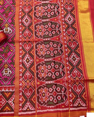 Red & Pink Narikunj Designer Patola Saree - SindhoiPatolaArt