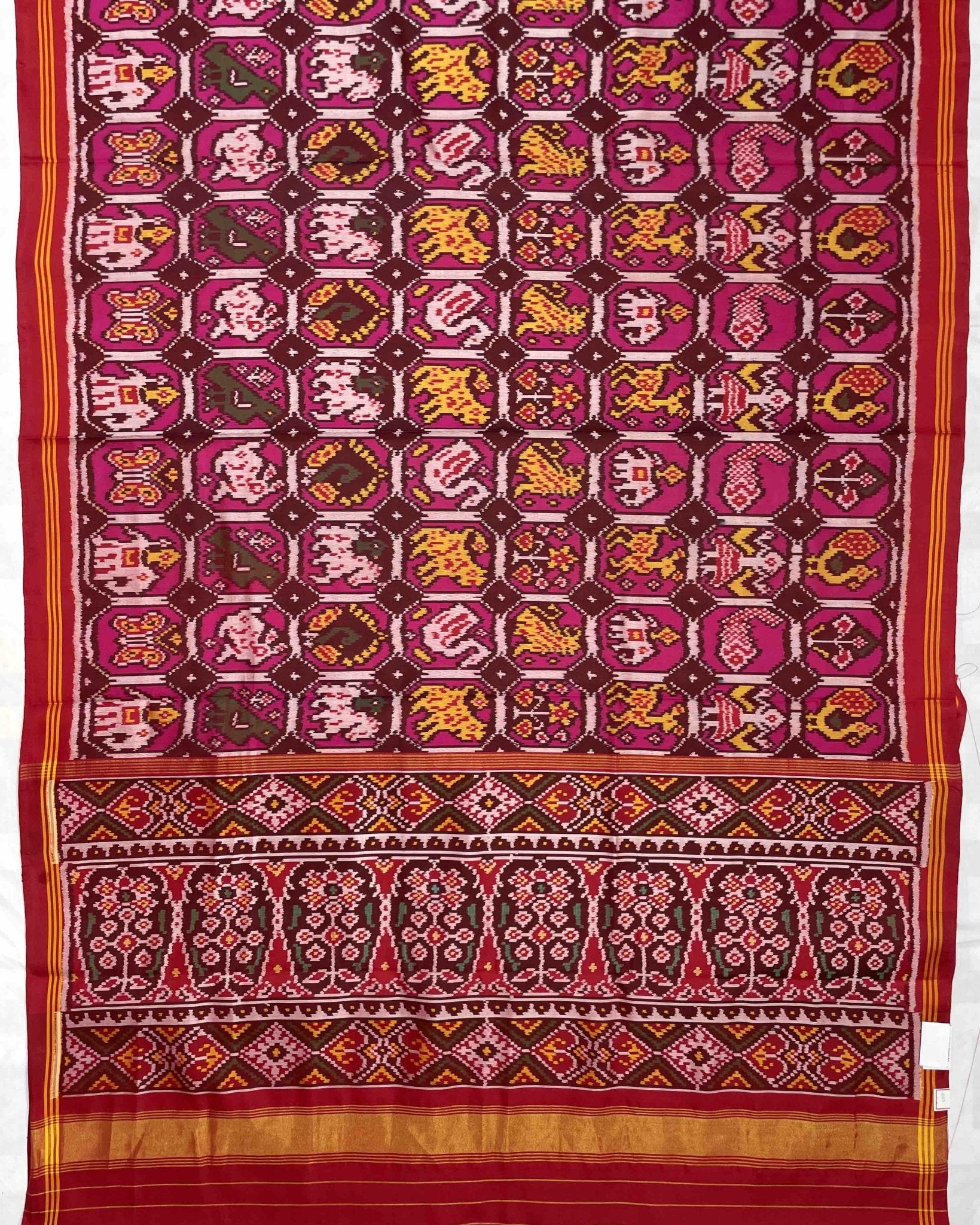 Red & Pink Narikunj Designer Patola Saree - SindhoiPatolaArt