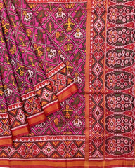 Red & Pink Narikunj Designer Patola Saree - SindhoiPatolaArt