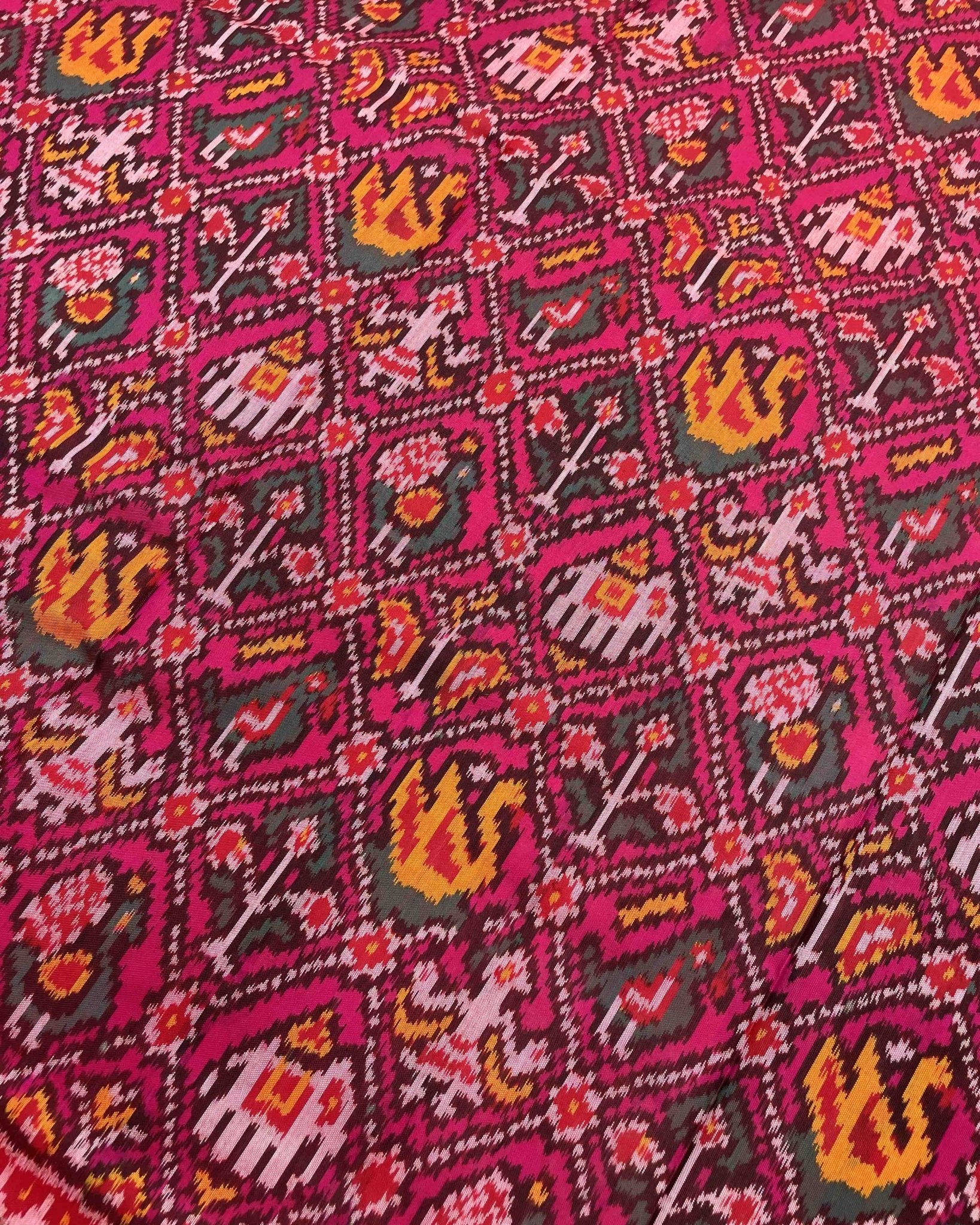 Red & Pink Narikunj Designer Patola Saree - SindhoiPatolaArt