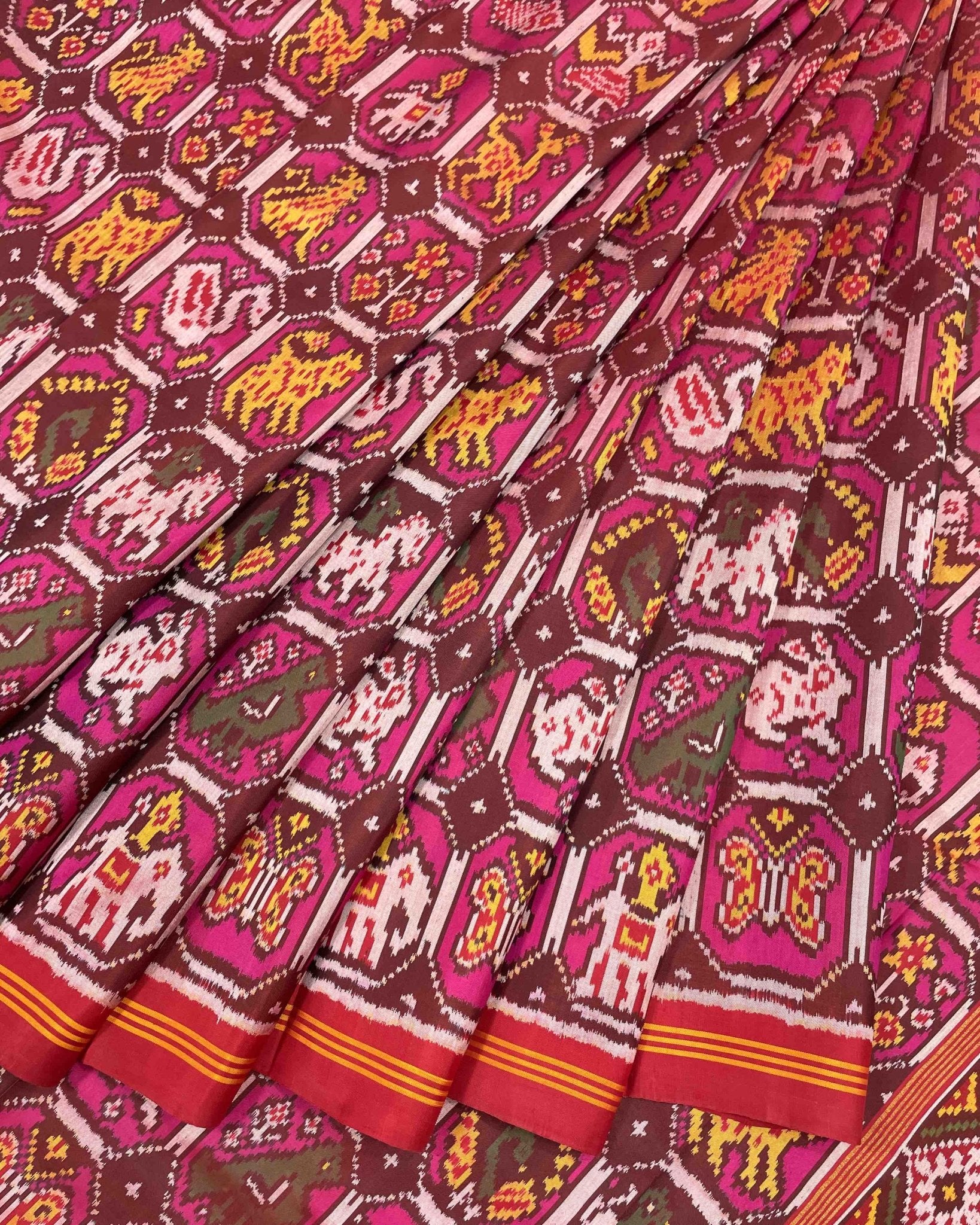 Red & Pink Narikunj Designer Patola Saree - SindhoiPatolaArt