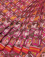 Red & Pink Narikunj Designer Patola Saree - SindhoiPatolaArt