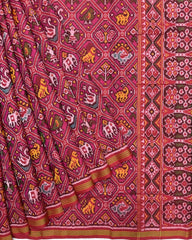 Red & Pink Narikunj Patola Saree - SindhoiPatolaArt