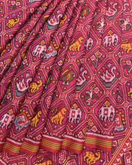 Red & Pink Narikunj Patola Saree - SindhoiPatolaArt