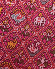 Red & Pink Narikunj Patola Saree - SindhoiPatolaArt