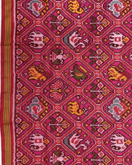 Red & Pink Narikunj Patola Saree - SindhoiPatolaArt