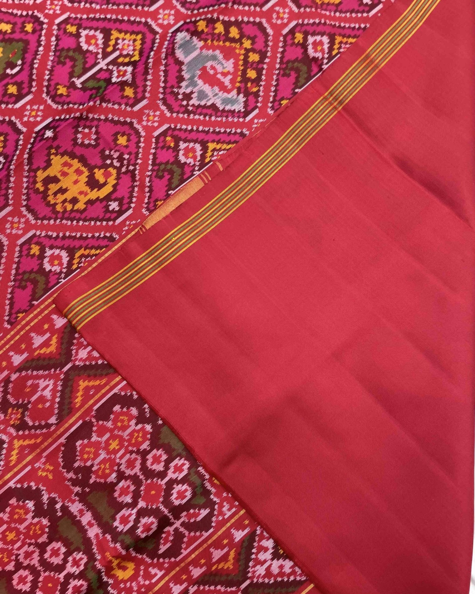 Red & Pink Narikunj Patola Saree - SindhoiPatolaArt