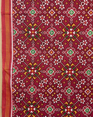 Red & Pink Navratan Designer Patola Dupatta - SindhoiPatolaArt