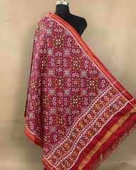 Red & Pink Navratan Designer Patola Dupatta - SindhoiPatolaArt