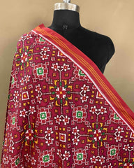 Red & Pink Navratan Designer Patola Dupatta - SindhoiPatolaArt