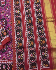 Red & Pink Navratan Twill Patola Saree - SindhoiPatolaArt