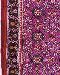 Red & Pink Navratan Twill Patola Saree - SindhoiPatolaArt