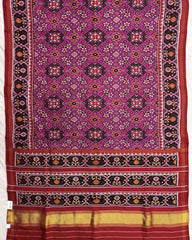Red & Pink Navratan Twill Patola Saree - SindhoiPatolaArt