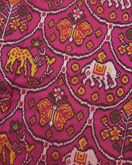 Red & Pink New Narikunj Design Semi Double Ikat Patola Saree - SindhoiPatolaArt