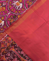 Red & Pink New Narikunj Design Semi Double Ikat Patola Saree - SindhoiPatolaArt