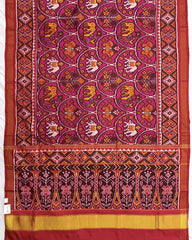 Red & Pink New Narikunj Design Semi Double Ikat Patola Saree - SindhoiPatolaArt