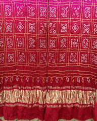 Red & Pink Shaded Bandhani Dupatta - SindhoiPatolaArt