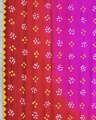Red & Pink Shaded Gaji Silk Bandhani Saree - SindhoiPatolaArt