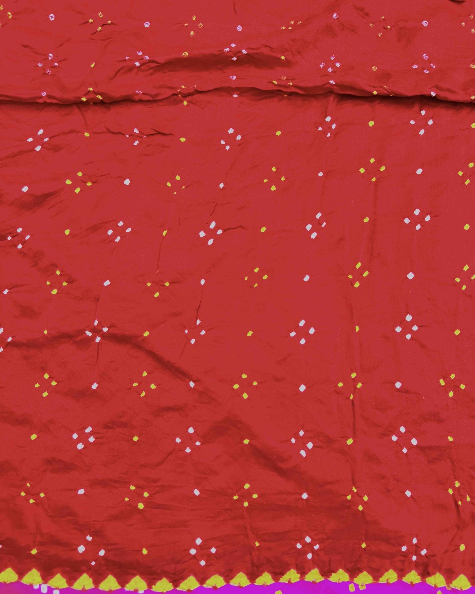 Red & Pink Shaded Gaji Silk Bandhani Saree - SindhoiPatolaArt