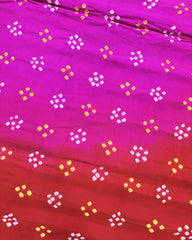 Red & Pink Shaded Gaji Silk Bandhani Saree - SindhoiPatolaArt