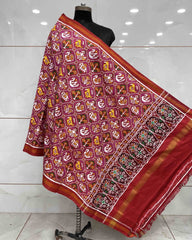 Red & Pink Small Narikunj Patola Dupatta - SindhoiPatolaArt