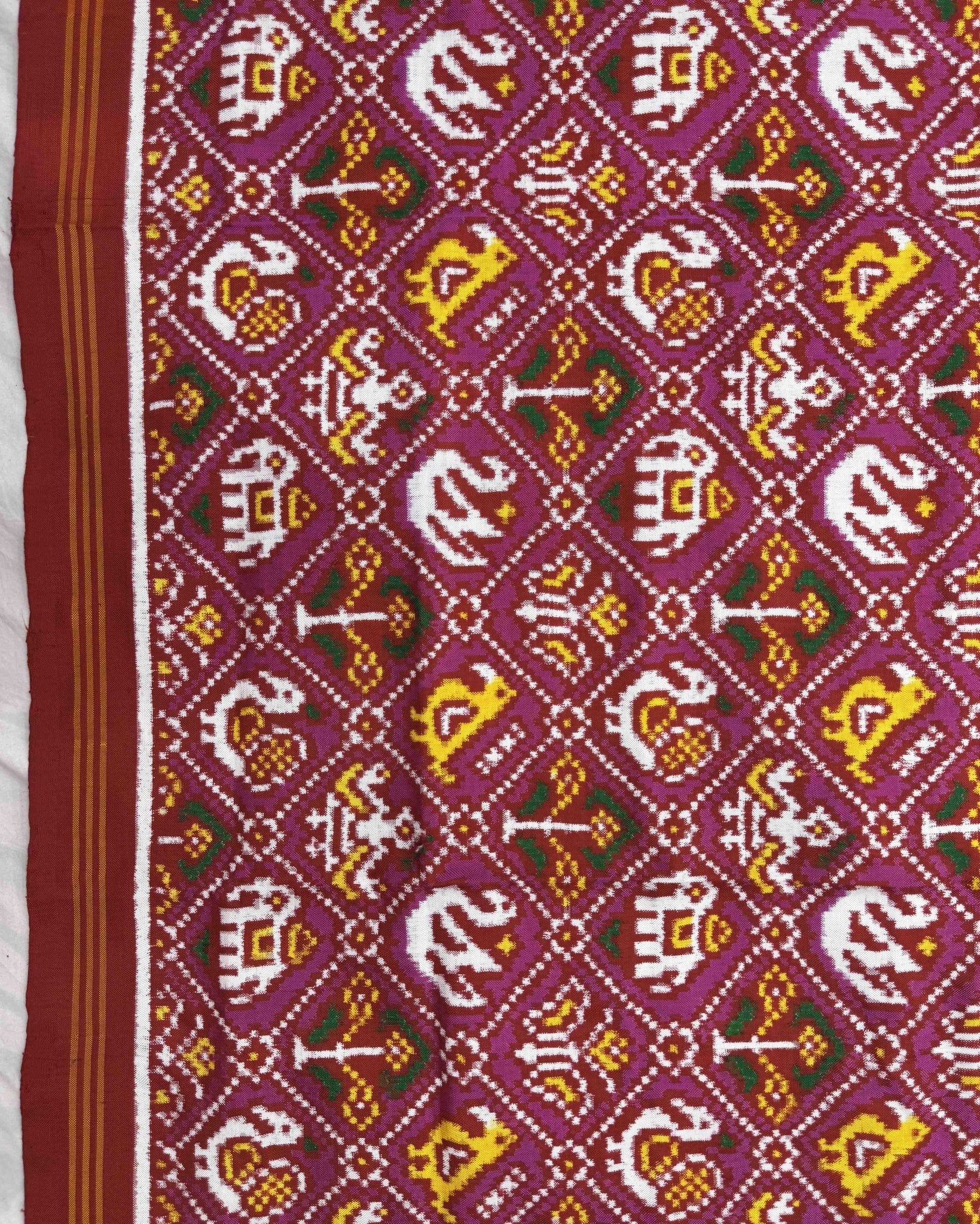 Red & Pink Small Narikunj Patola Dupatta - SindhoiPatolaArt